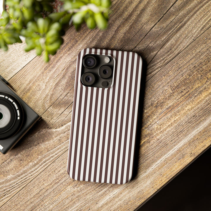 Slim Carriage Brown Striped Cute Phone Case for Iphone 16 - | iPhone 15 Pro Max Case | iPhone 14 Case Iphone 13 12 11 10 9 8 7 Gift for Her - Studio40ParkLane