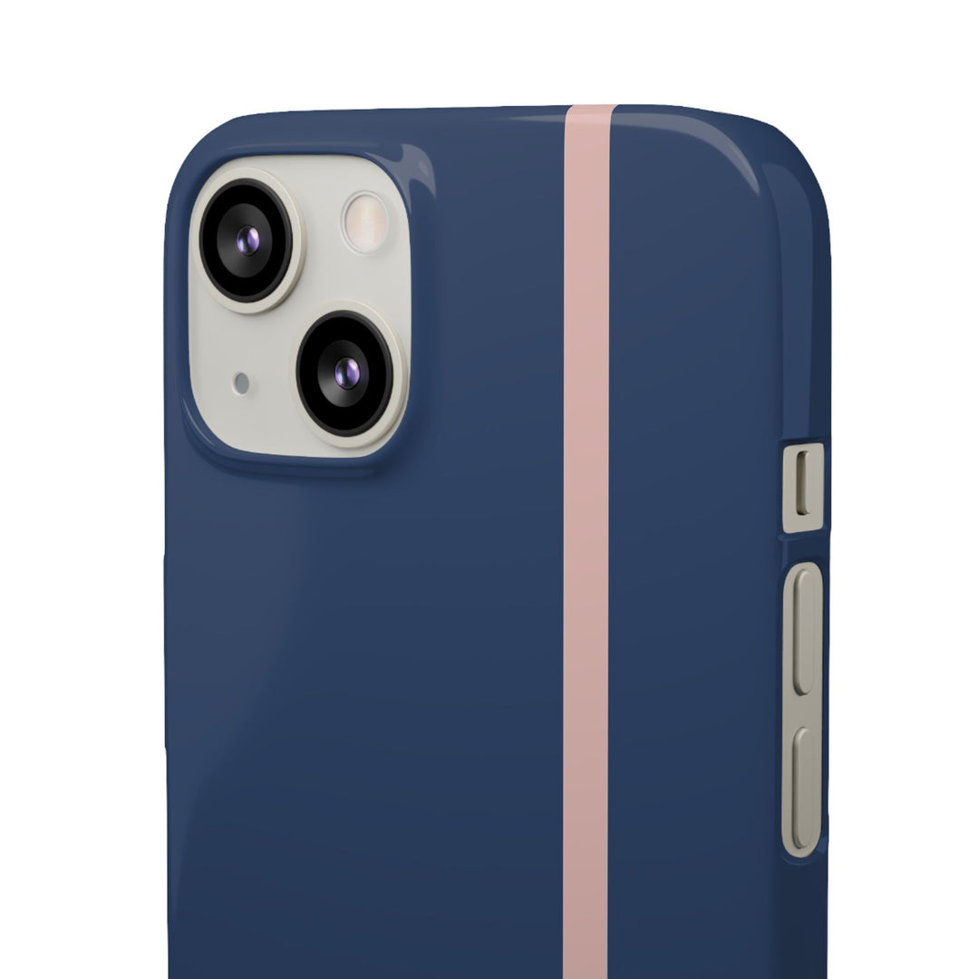 Sleek Navy Blue Pink Stripe Snap Phone Case for iPhone 18 17 16 15 14 13 Pro Max, Samsung Galaxy S26 S25 Ultra Lightweight Cute Phone Case - Studio40ParkLane