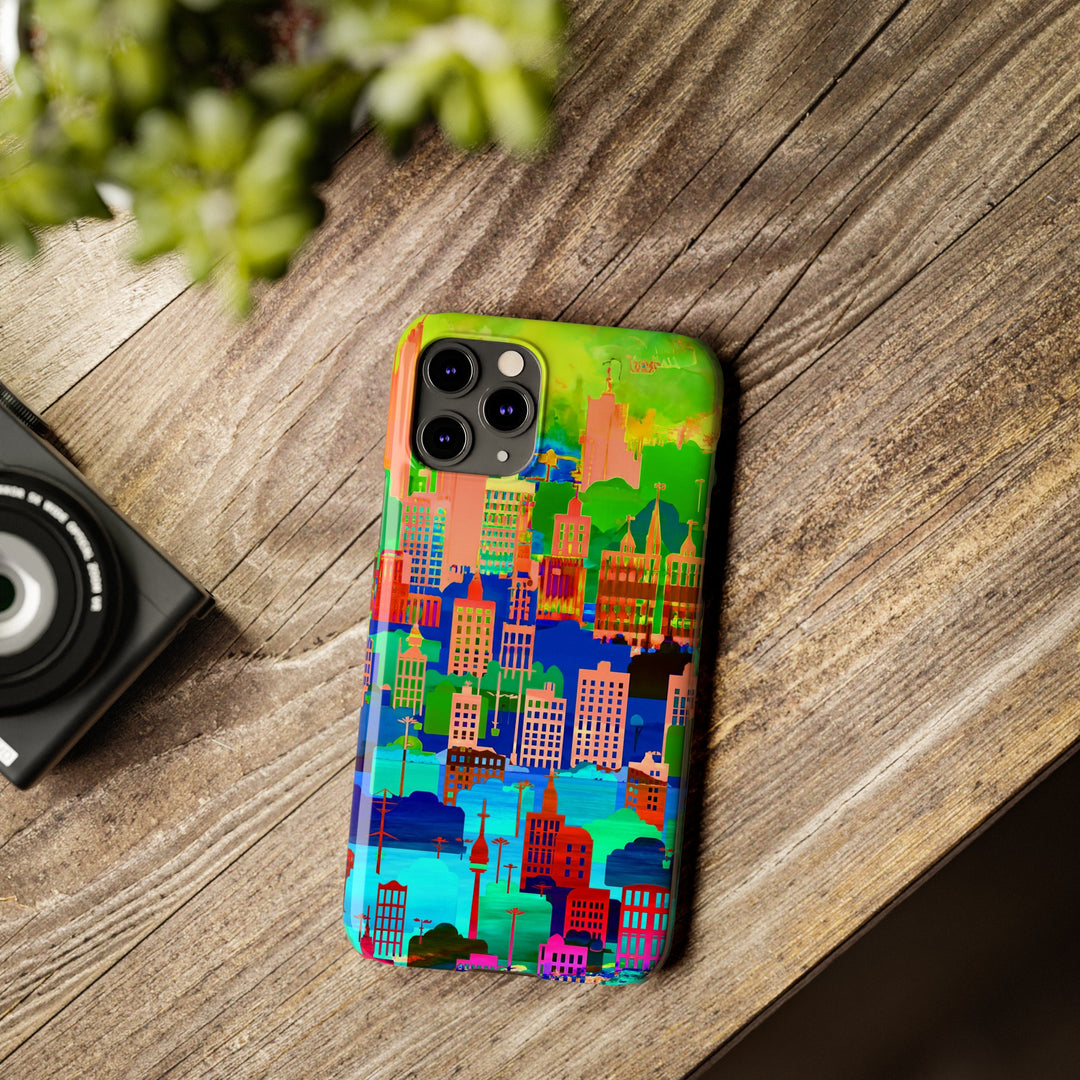 Slim Cute Phone Cases for Iphone - | iPhone 15 Case | iPhone 15 Pro Max Case, Iphone 14 Case, Iphone 14 Pro Max, Iphone 13, Summer City Skyline - Studio40ParkLane