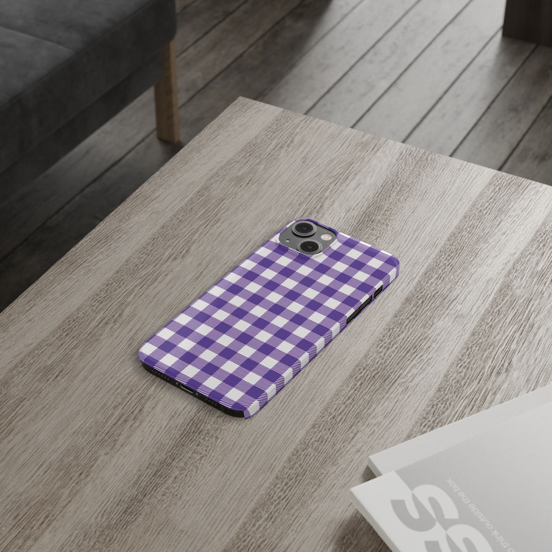 Slim Purple Gingham Gift for Her Cute Phone Cases for Iphone 16 Pro Max | iPhone 15 Case | iPhone 15 Pro Max Case, Iphone 14, 13, 12, 11, 10, 8, 7 - Studio40ParkLane