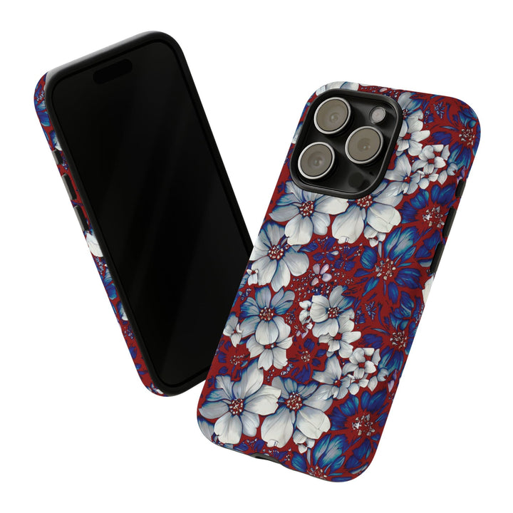 Cute IPhone Case | Red Blue Flowers, iPhone 15 Case | iPhone 15 Pro Case, Iphone 14 Case, Iphone 14 Pro Max Case, Protective Iphone Case - Studio40ParkLane