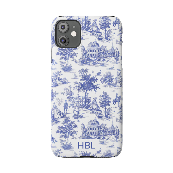 Slim Personalized Slim Blue Vintage French Toile Cute Phone Cases for Iphone 16 Pro Max | iPhone 15 Case | iPhone 15 Pro Max Case, Iphone 14, Iphone 14 Pro Max, Iphone 13 12 11 8 7 - Studio40ParkLane