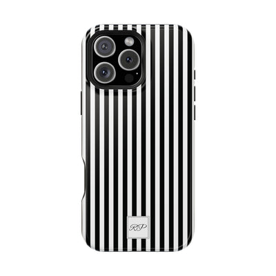 Custom Personalized Black White Striped Magsafe Phone Case for Iphone 17 - | iPhone 16 Pro Max Case | iPhone 15 Case Iphone 14 13 12 11 10 - Studio40ParkLane
