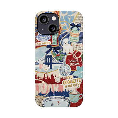 Slim New York Winter Coquette Collage Cute Phone Case for Iphone 16 - | iPhone 15 Pro Max Case | iPhone 14 Case Iphone 13 12 11 10 9 8 7 X - Studio40ParkLane
