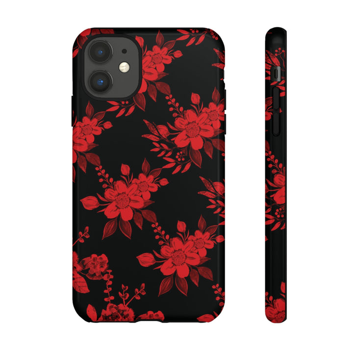 Cute IPhone Case | Red Black Flowers, iPhone 15 Case | iPhone 15 Pro Case, Iphone 14 Case, Iphone 14 Pro Max Case, Protective Iphone Case - Studio40ParkLane
