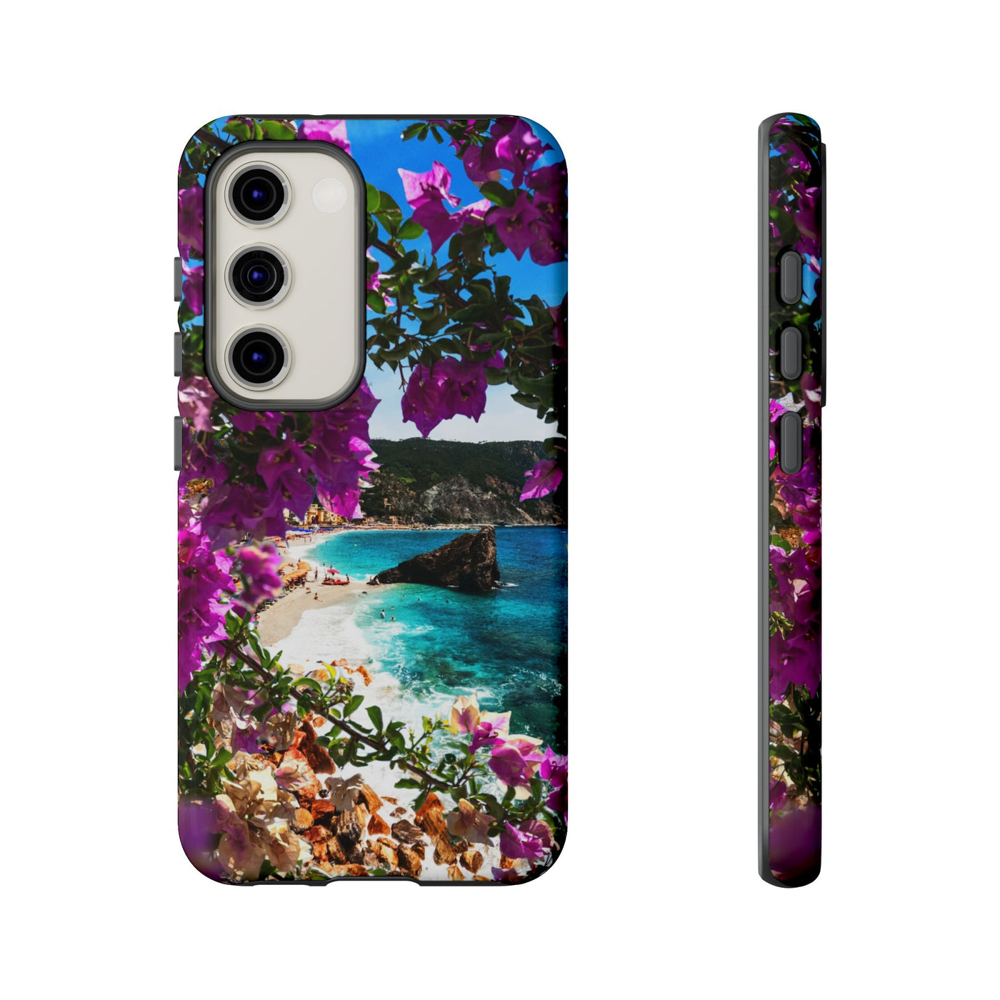 Impact Resistant, Bougainvillea Seaview, Cute Phone Cases for Samsung S24, S23, S22, S21, IPhone 15 pro Iphone 14 pro Iphone 13 IPhone 12 Iphone 11