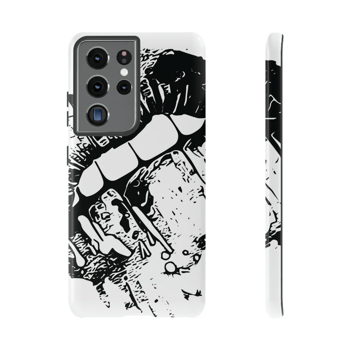 Cute Samsung Phone Case | Aesthetic Samsung Phone Case | Smile Lips Black White | Galaxy S23, S22, S21, S20 | Luxury Double Layer | Cool - Studio40ParkLane