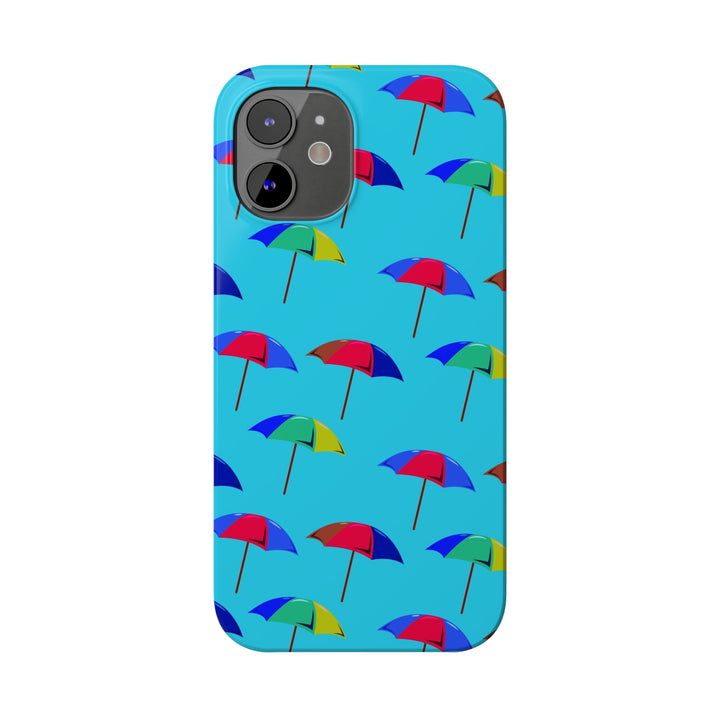 Slim Cute Phone Cases for Iphone - | iPhone 15 Case | iPhone 15 Pro Max Case, Iphone 14 Case, Iphone 14 Pro Max, Iphone 13, Colorful Beach Parasol Blue - Studio40ParkLane