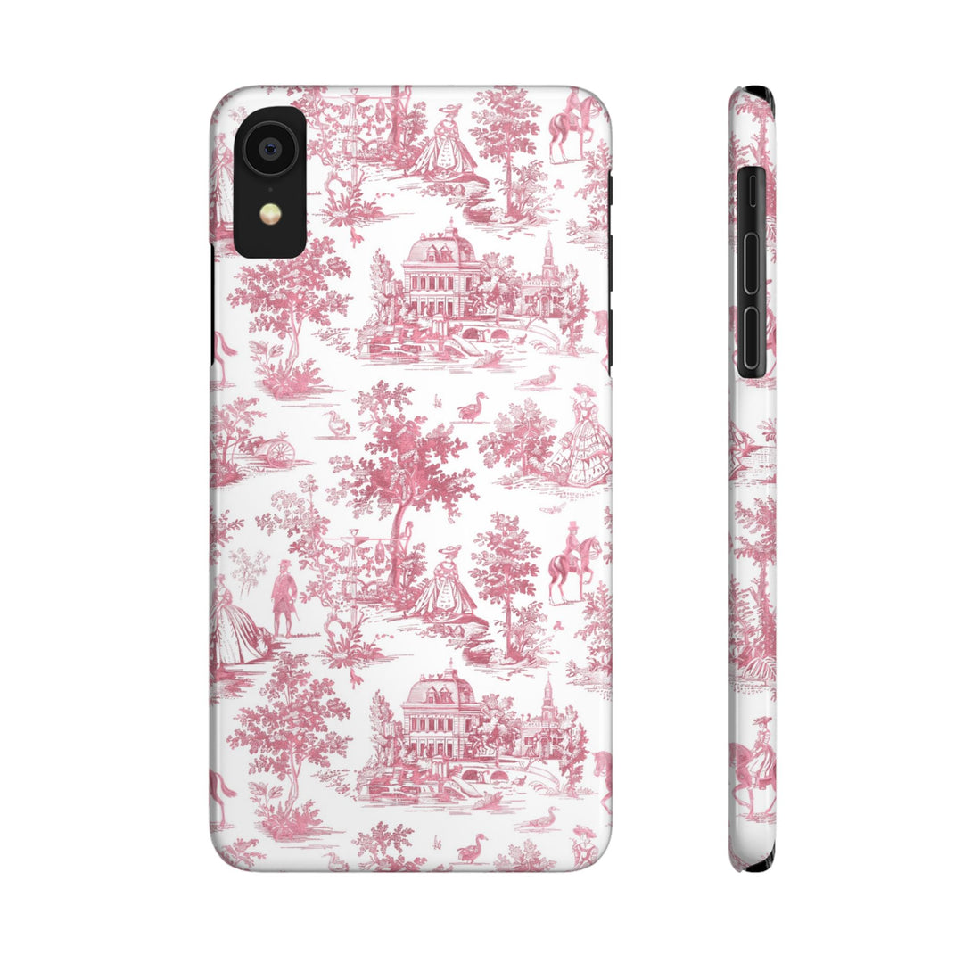Slim Pink Vintage French Toile Cute Phone Cases for Iphone 16 Pro Max | iPhone 15 Case | iPhone 15 Pro Max Case, Iphone 14, Iphone 14 Pro Max, Iphone 13 12 11 8 7 - Studio40ParkLane
