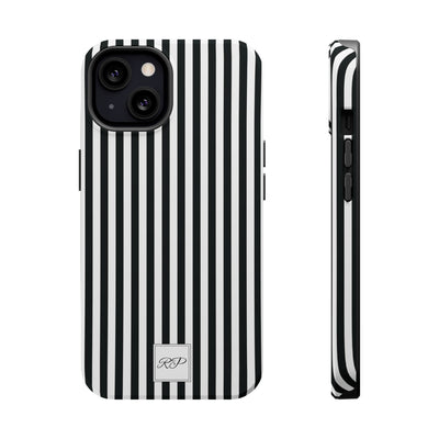 Custom Personalized Black White Striped Magsafe Phone Case for Iphone 17 - | iPhone 16 Pro Max Case | iPhone 15 Case Iphone 14 13 12 11 10 - Studio40ParkLane