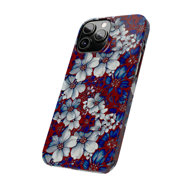 Slim Cute Phone Cases for Iphone - | iPhone 15 Case | iPhone 15 Pro Max Case, Iphone 14 Case, Iphone 14 Pro Max, Iphone 13, Red Blue Flowers - Studio40ParkLane