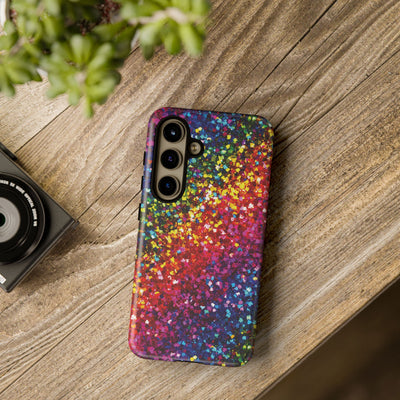 Faux Chic Play on Glitter Effect Cute Phone Case, for IPhone 16 pro Max | Iphone 15, Iphone 14, IPhone 13 Case, 11 8 7, Samsung Galaxy S24, S23, S22, S21, 2 Layer Protection