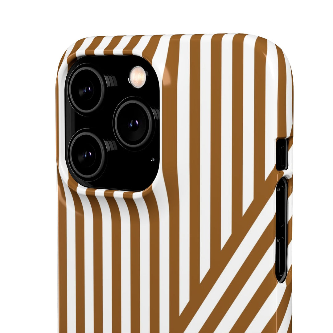 Aesthetic Mocha Brown Stripes Cute Phone Case Sleek Snap - For iPhone 17 Pro Max iPhone 16 Pro iPhone 15 Iphone 14 Plus 13 Pro 12 11 10 Gift - Studio40ParkLane