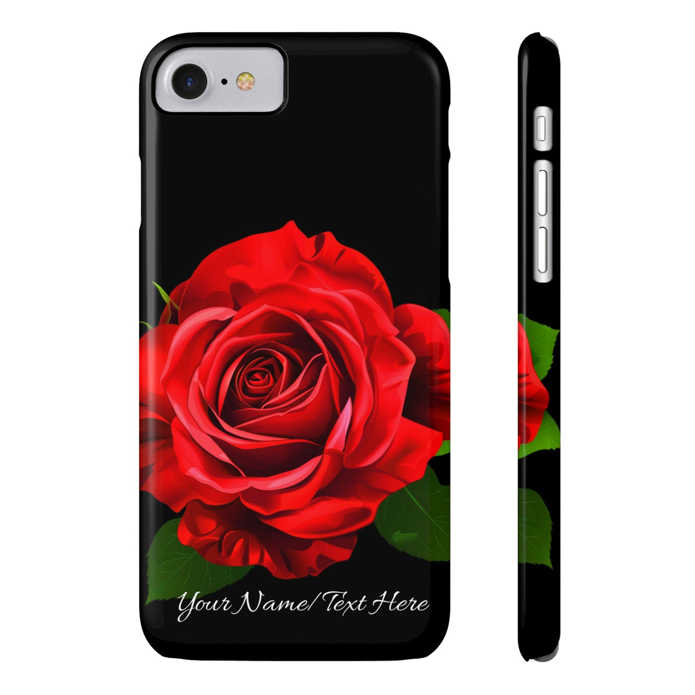 Slim Custom Personalized Red Rose Flowers Gift for Her Cute Phone Cases for Iphone 16 Pro Max | iPhone 15 Case | iPhone 15 Pro Max Case, Iphone 14, Iphone 14 Pro Max, Iphone 13 12 11 8 7