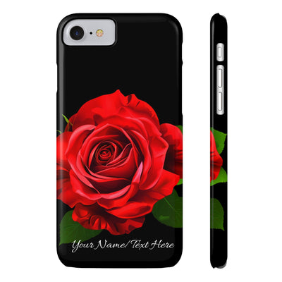 Slim Custom Personalized Red Rose Flowers Gift for Her Cute Phone Cases for Iphone 16 Pro Max | iPhone 15 Case | iPhone 15 Pro Max Case, Iphone 14, Iphone 14 Pro Max, Iphone 13 12 11 8 7