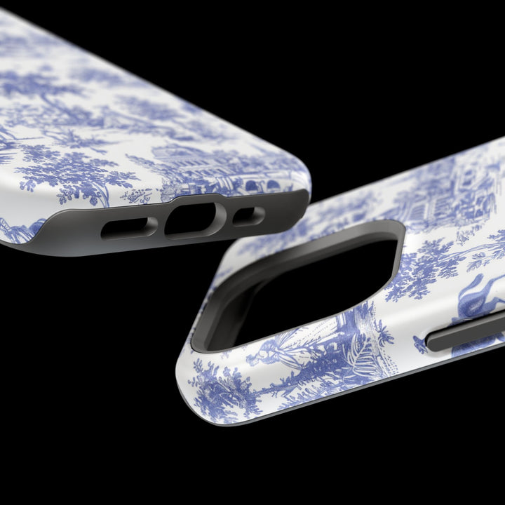 Blue Toile Magnetic Impact-Resistant Cute Phone Case for Iphone 16, iPhone 15 Pro Max Plus 14, 13, 12, 11 Gift for her - Studio40ParkLane