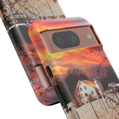 Impact Resistant, Winter Sunset Cute Phone Cases for Samsung S24, S23, S22, S21, IPhone 15 pro Iphone 14 pro Iphone 13 IPhone 12 Iphone 11