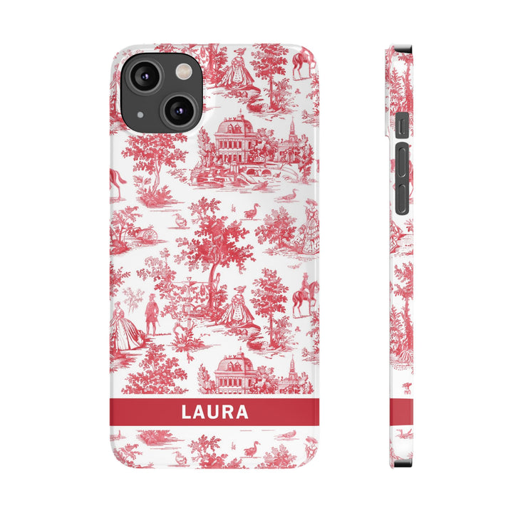 Slim French Toile Personalized Initial Custom Gift for Her Cute Phone Cases for Iphone 16 Pro Max | iPhone 15 Case | iPhone 15 Pro Max Case, Iphone 14, 13, 12, 11, 10, 8, 7 - Studio40ParkLane