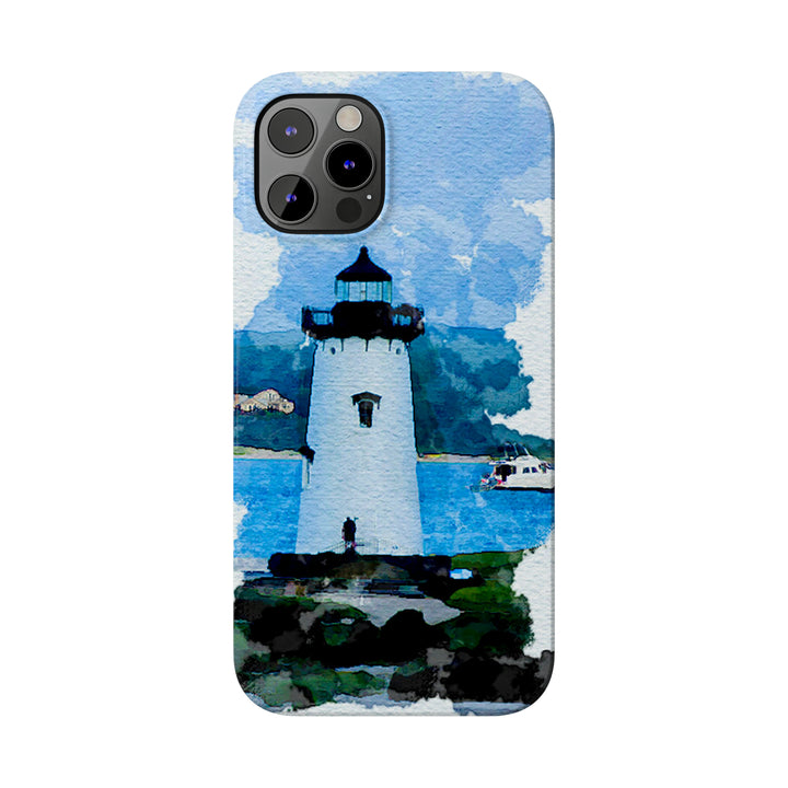 Slim Cute Phone Cases for Iphone - | iPhone 15 Case | iPhone 15 Pro Max Case, Iphone 14 Case, Iphone 14 Pro Max, Iphone 13, Beach Lighthouse Blue - Studio40ParkLane
