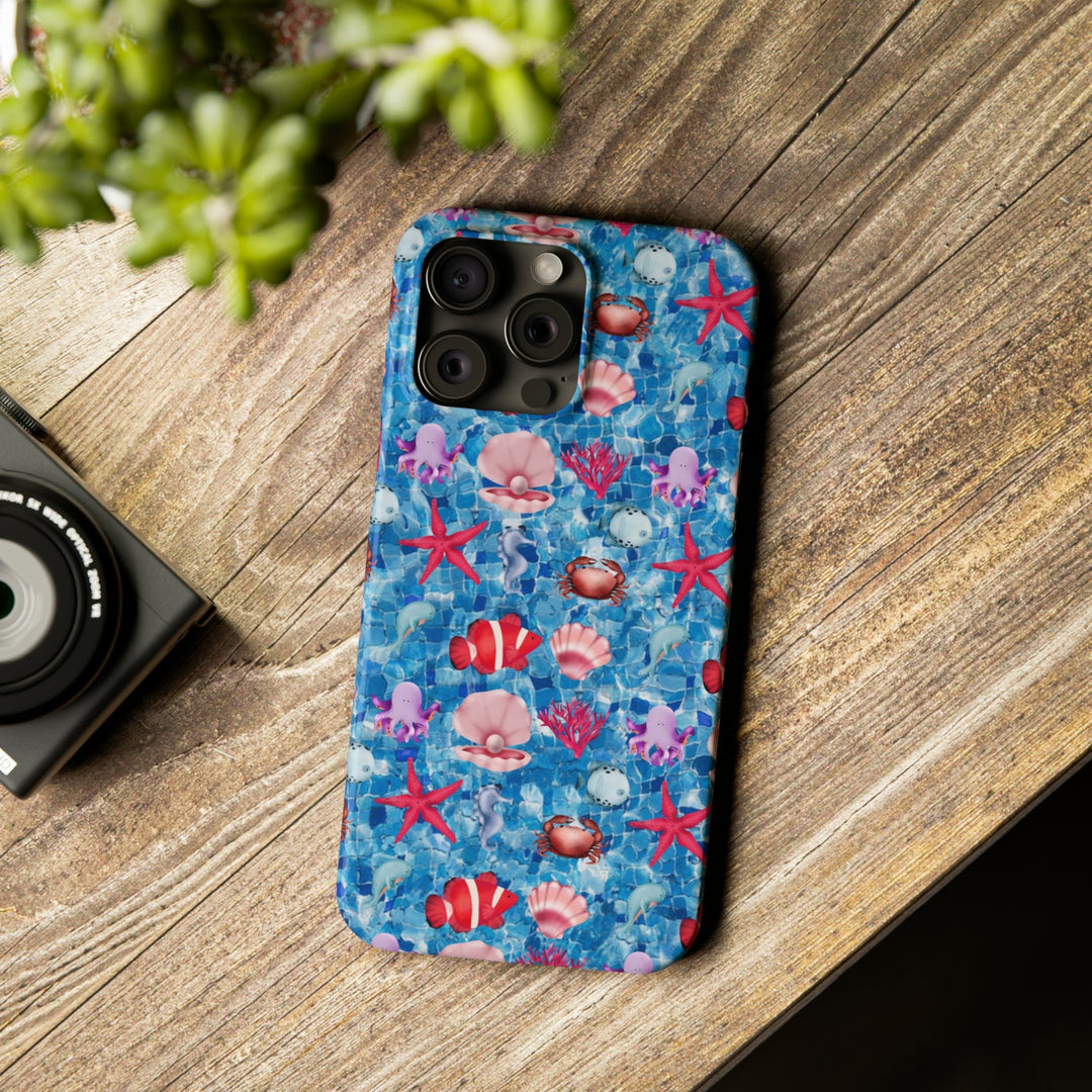 Slim Cute Phone Cases for Iphone - | iPhone 15 Case | iPhone 15 Pro Max Case, Iphone 14 Case, Iphone 14 Pro Max, Iphone 13, Blue Red Under Sea - Studio40ParkLane