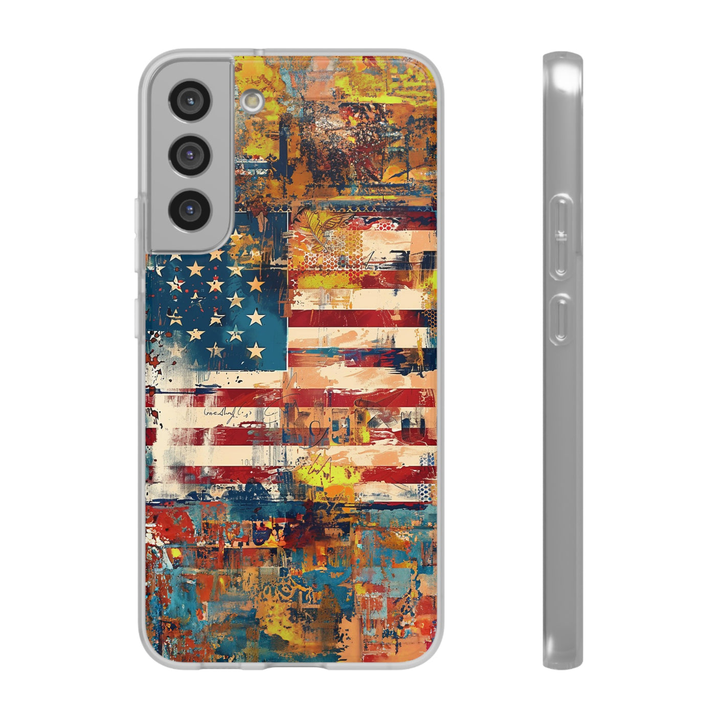 Cute Flexi Phone Cases, US Flag Abstract, Compatible with Samsung Galaxy S23, Samsung S22, Samsung S21, Samsung S20, Galaxy S20 Ultra