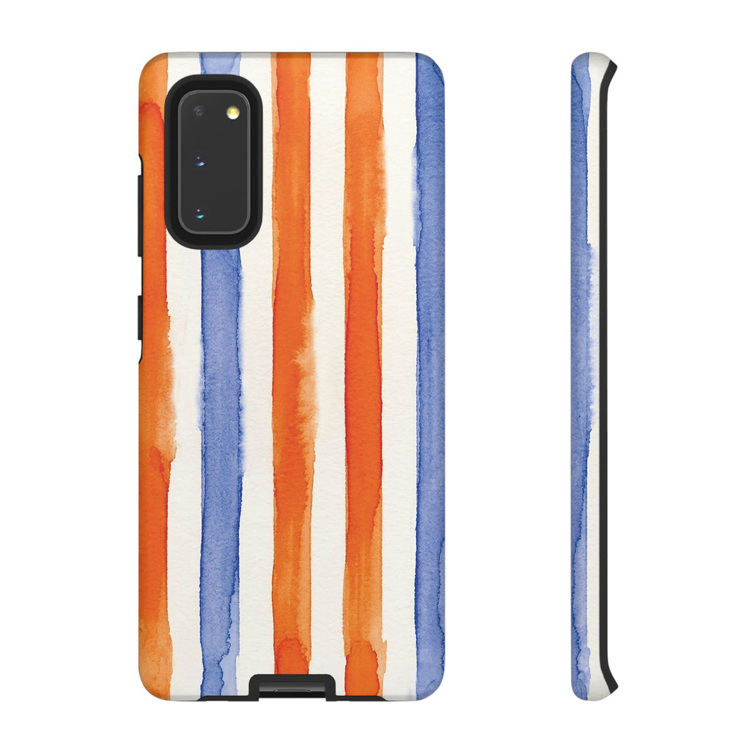 Tough Cute Blue Orange Stripes Phone Case, for IPhone 17 Pro Max | Iphone 17 Air, Iphone 16, IPhone 15, 14 13 12, Samsung Galaxy S26, S25, S24, S23 - Studio40ParkLane