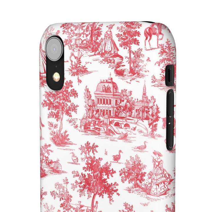 Snap French Toile Personalized Initial Custom Gift for Her Cute Phone Cases for Samsung S24, S23, S22, S21, S20, Plus and Ultra and Iphone, 16, 15, 14, 13, 12, 11. 10 - Studio40ParkLane
