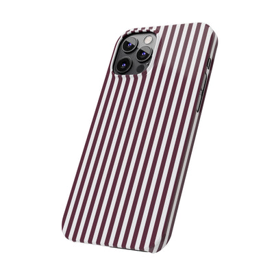 Slim Burgundy Wine Striped Cute Phone Case for Iphone 16 - | iPhone 15 Pro Max Case | iPhone 14 Case Iphone 13 12 11 10 9 8 7 Gift for Her - Studio40ParkLane