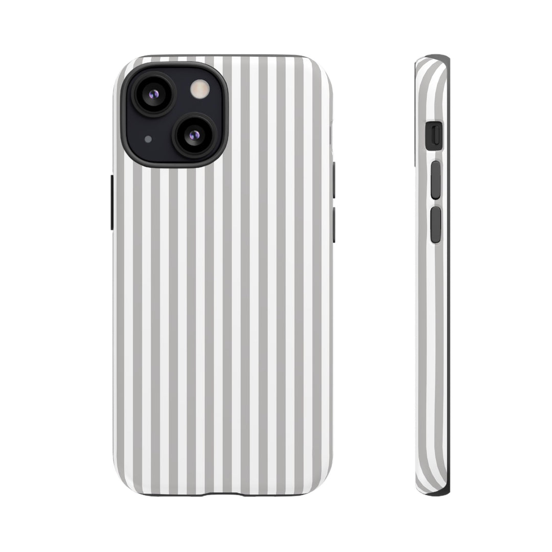 Tough Premium Ash Grey Stripes Phone Case Gift for Her - For Apple iPhone 16 Pro Max 16e iPhone 15 Pro iPhone Iphone 14 Plus 13 Pro 12 SE XR - Studio40ParkLane