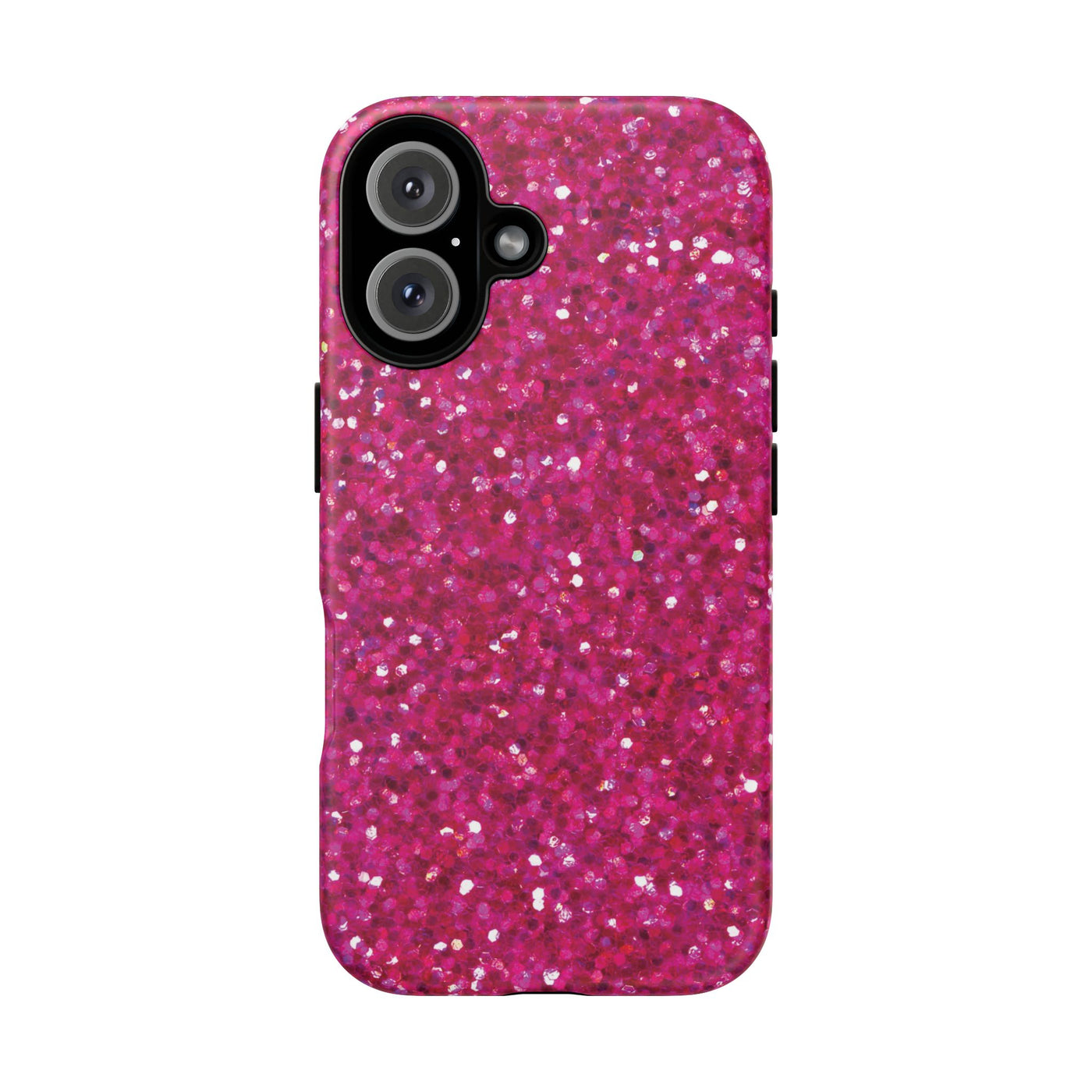 Chic Pink Faux Play on Glitter Effect Cute Phone Case, for IPhone 16 pro Max | Iphone 15, Iphone 14, IPhone 13 Case, 11 8 7, Samsung Galaxy S24, S23, S22, S21, 2 Layer Protection