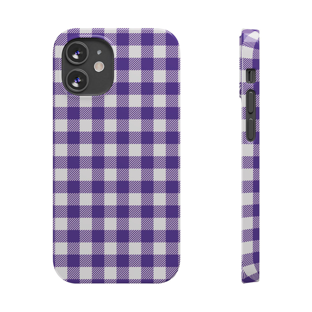 Slim Purple Gingham Gift for Her Cute Phone Cases for Iphone 16 Pro Max | iPhone 15 Case | iPhone 15 Pro Max Case, Iphone 14, 13, 12, 11, 10, 8, 7 - Studio40ParkLane