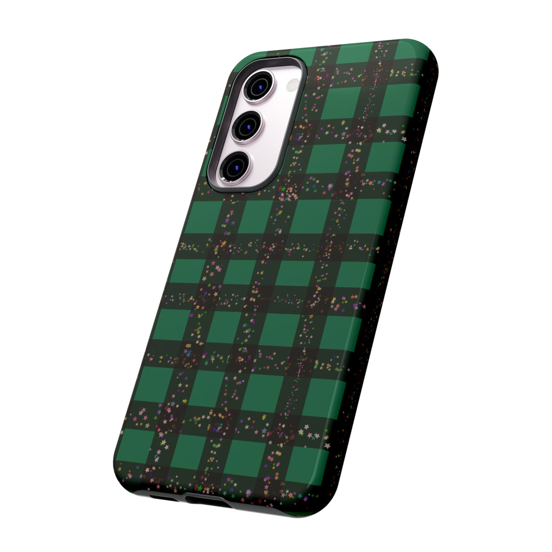 Cute Samsung Phone Cases, Designer Samsung Galaxy S23 Phone Case, Samsung S22 Case, Samsung S21 Case, Samsung S20 Case, Green Festive Plaid - Studio40ParkLane
