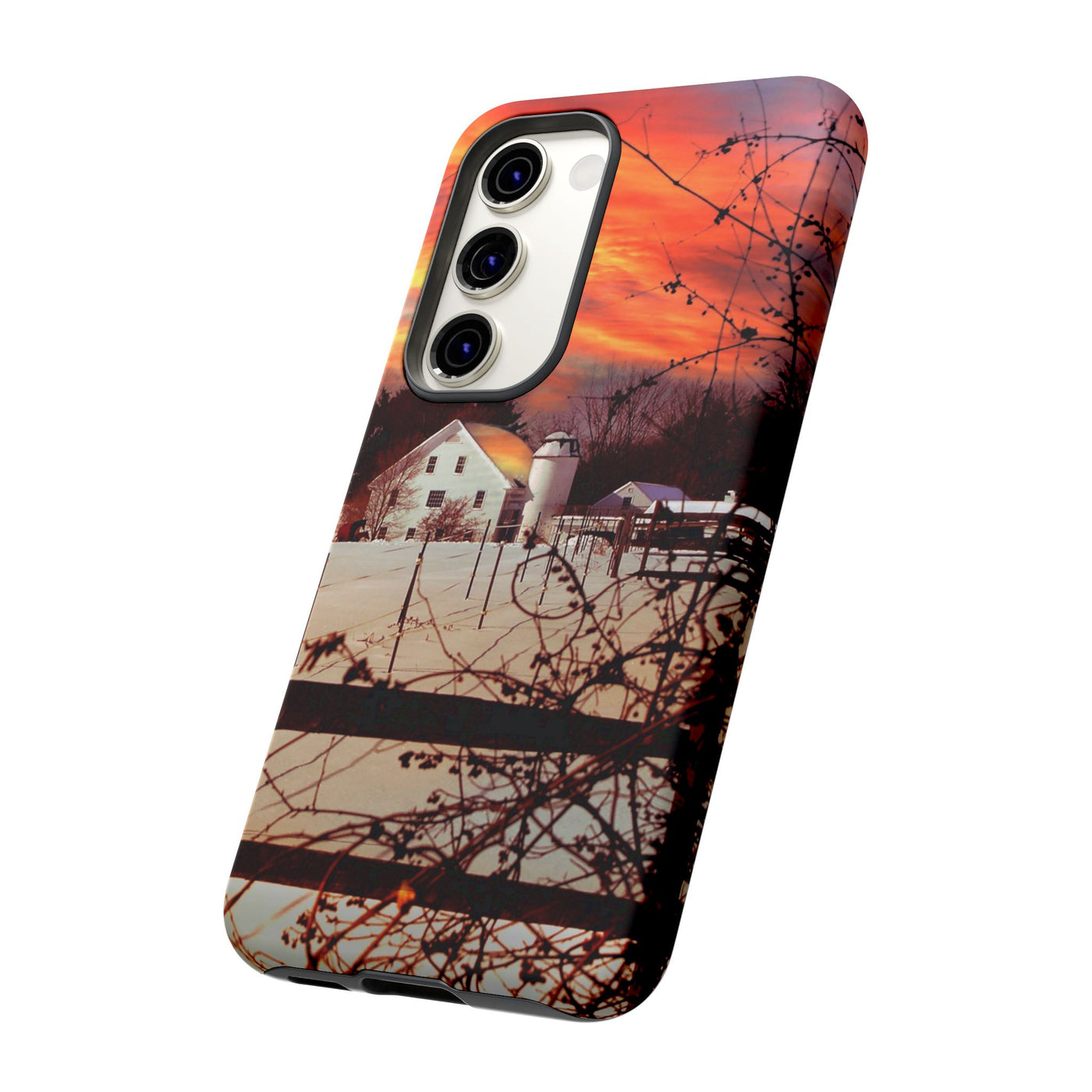 Impact Resistant, Winter Sunset Cute Phone Cases for Samsung S24, S23, S22, S21, IPhone 15 pro Iphone 14 pro Iphone 13 IPhone 12 Iphone 11