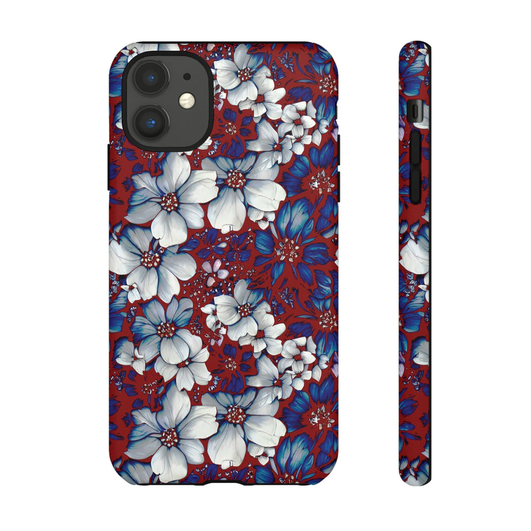 Cute IPhone Case | Red Blue Flowers, iPhone 15 Case | iPhone 15 Pro Case, Iphone 14 Case, Iphone 14 Pro Max Case, Protective Iphone Case - Studio40ParkLane