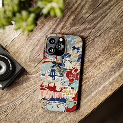 Slim New York Winter Coquette Collage Cute Phone Case for Iphone 16 - | iPhone 15 Pro Max Case | iPhone 14 Case Iphone 13 12 11 10 9 8 7 X - Studio40ParkLane