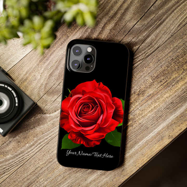 Slim Custom Personalized Red Rose Flowers Gift for Her Cute Phone Cases for Iphone 16 Pro Max | iPhone 15 Case | iPhone 15 Pro Max Case, Iphone 14, Iphone 14 Pro Max, Iphone 13 12 11 8 7 - Studio40ParkLane