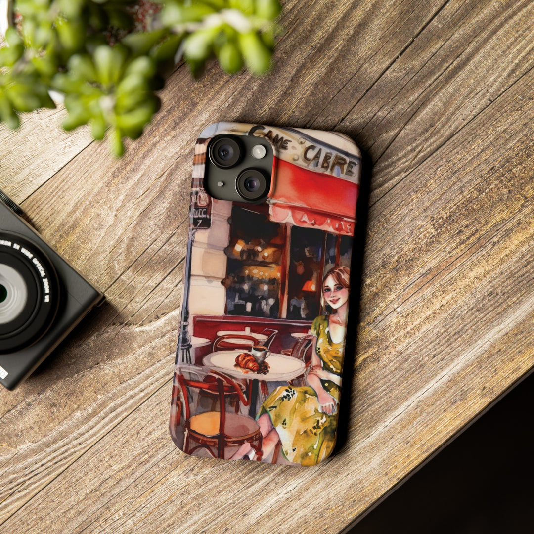 Slim Cute Phone Cases for Iphone - | iPhone 15 Case | iPhone 15 Pro Max Case, Iphone 14 Case, Iphone 14 Pro Max, Iphone 13, Paris Cafe Coffee Croissant - Studio40ParkLane