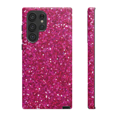 Chic Pink Faux Play on Glitter Effect Cute Phone Case, for IPhone 16 pro Max | Iphone 15, Iphone 14, IPhone 13 Case, 11 8 7, Samsung Galaxy S24, S23, S22, S21, 2 Layer Protection