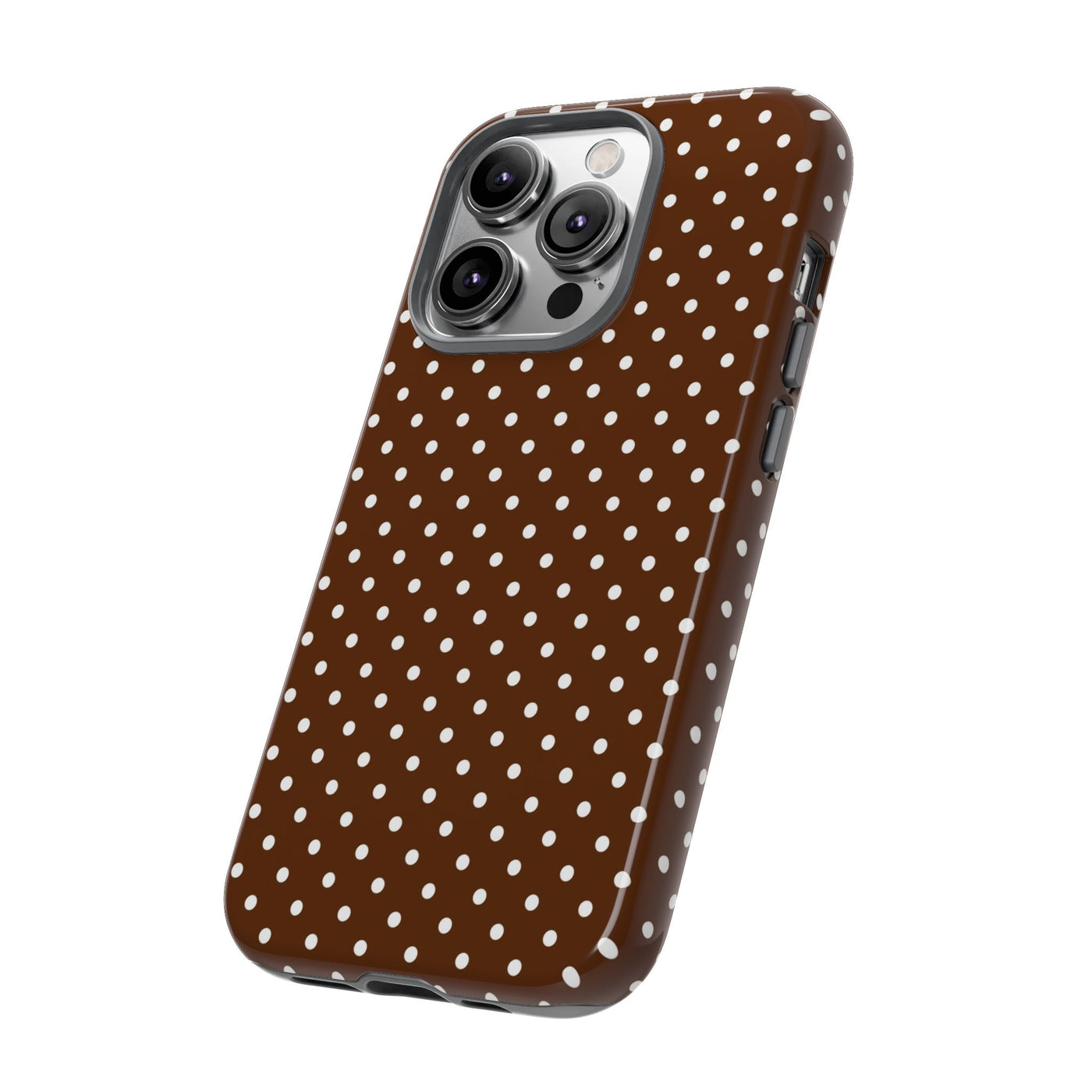 Aesthetic Tough Mocha Brown Polka Dots Premium Phone Case - For iPhone 17 Pro Max iPhone 16 Pro iPhone 15 Iphone 14 Plus 13 Pro 12 11 10 - Studio40ParkLane