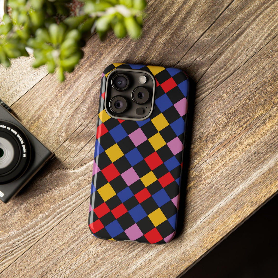 Aesthetic Tough Colorful Checkerboard Phone Case Premium - For iPhone 17 Pro Max iPhone 16 Pro iPhone 15 Iphone 14 Plus 13 Pro 12 11 10 XR - Studio40ParkLane
