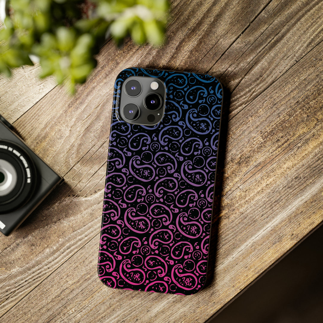 Slim Cute Phone Cases for Iphone - | iPhone 15 Case | iPhone 15 Pro Max Case, Iphone 14 Case, Iphone 14 Pro Max, Iphone 13, Paisley Blue Pink Black - Studio40ParkLane