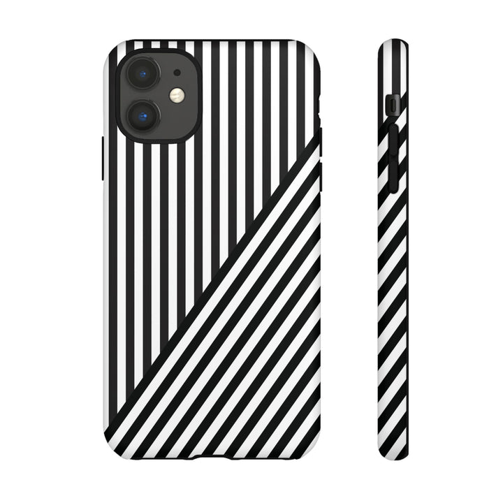 Aesthetic Tough Black White Stripes Phone Case - For iPhone 17 Pro Max iPhone 16 Pro iPhone 15 Iphone 14 Plus 13 Pro 12 11 10 XR - Studio40ParkLane