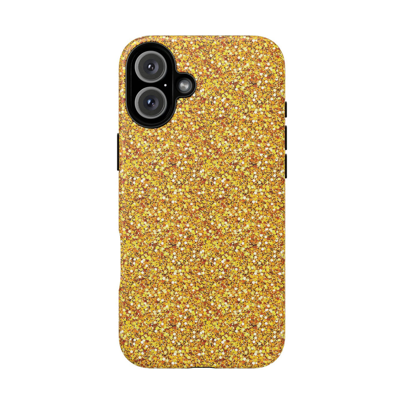 Chic Gold Faux Play on Glitter Effect Cute Phone Case, for IPhone 16 pro Max | Iphone 15, Iphone 14, IPhone 13 Case, 11 8 7, Samsung Galaxy S24, S23, S22, S21, 2 Layer Protection