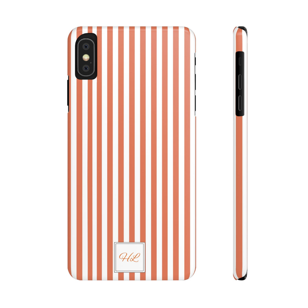 Slim Custom Personalized Winter Peach Striped Phone Case for Iphone 17 - | iPhone 16 Pro Max Case | iPhone 15 Case Iphone 14 13 12 11 10 9 8 - Studio40ParkLane