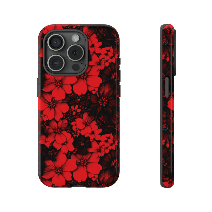 Cute IPhone Case | Red Black Flowers, iPhone 15 Case | iPhone 15 Pro Case, Iphone 14 Case, Iphone 14 Pro Max Case, Protective Iphone Case - Studio40ParkLane