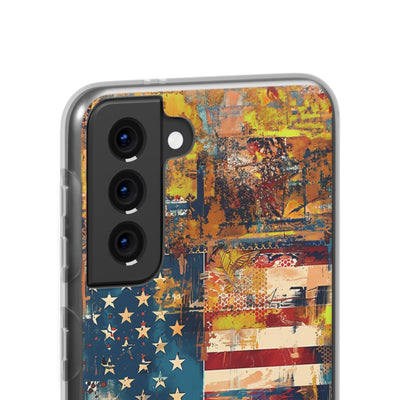 Cute Flexi Phone Cases, US Flag Abstract, Compatible with Samsung Galaxy S23, Samsung S22, Samsung S21, Samsung S20, Galaxy S20 Ultra