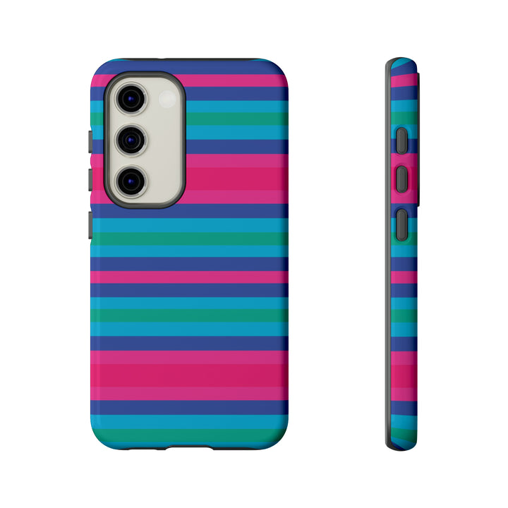 Cute Samsung Phone Case | Aesthetic Samsung Phone Case | Stripes Blue Pink | Galaxy S23, S22, S21, S20 | Luxury Double Layer | Cool - Studio40ParkLane