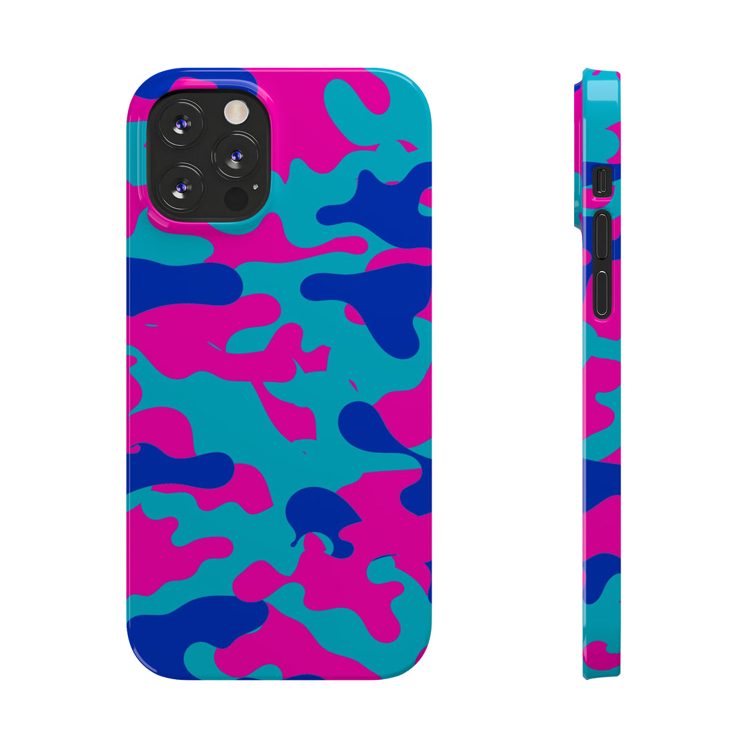 Slim Cute Phone Cases for Iphone - | iPhone 15 Case | iPhone 15 Pro Max Case, Iphone 14 Case, Iphone 14 Pro Max, Iphone 13, Blue Pink Camouflage - Studio40ParkLane