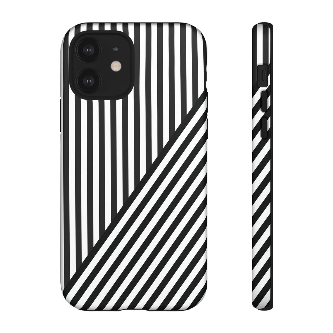 Aesthetic Tough Black White Stripes Phone Case - For iPhone 17 Pro Max iPhone 16 Pro iPhone 15 Iphone 14 Plus 13 Pro 12 11 10 XR - Studio40ParkLane