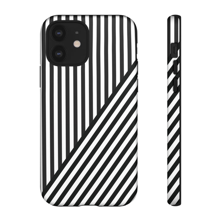 Aesthetic Tough Black White Stripes Phone Case - For iPhone 17 Pro Max iPhone 16 Pro iPhone 15 Iphone 14 Plus 13 Pro 12 11 10 XR - Studio40ParkLane